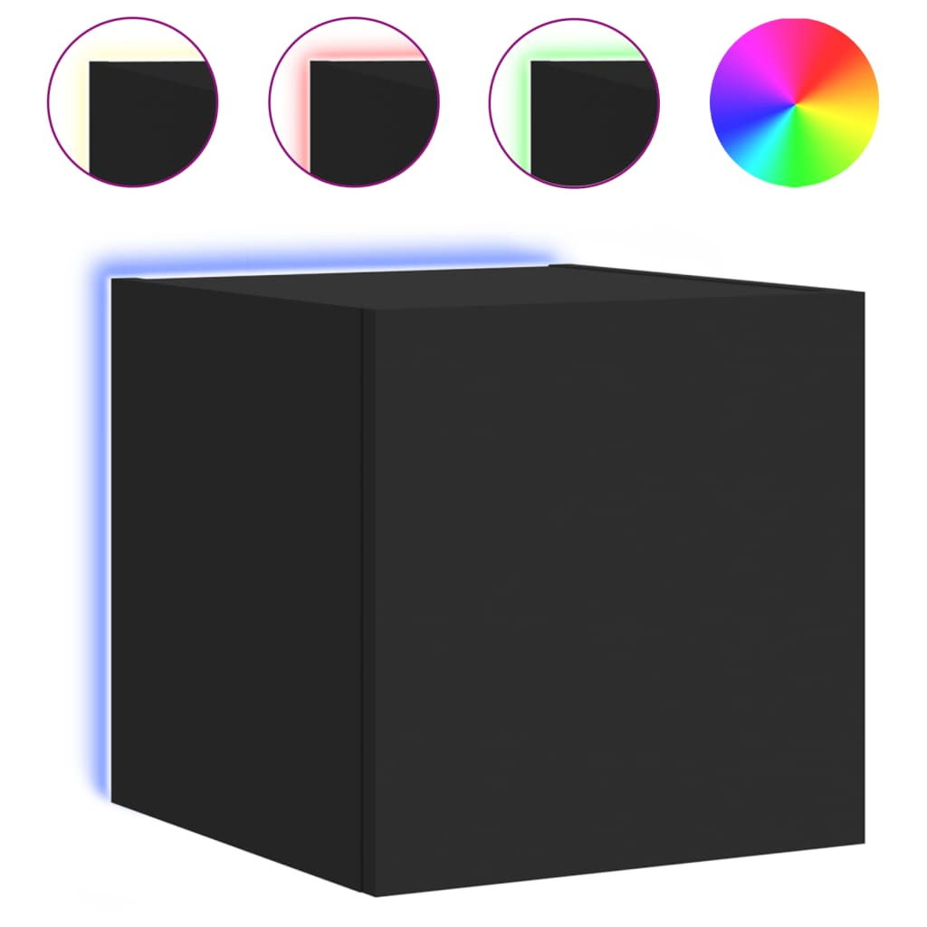 fekete fali TV-szekrény LED-világítással 30,5x35x30 cm (837220)