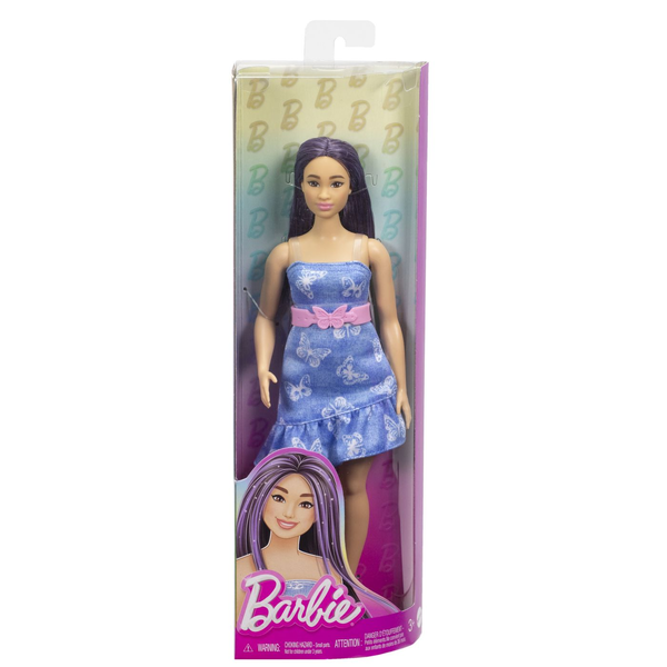 BARBIE FASHIONIST DOLL WITH PURPLE HAIR AND BUTTERFLY DRESS