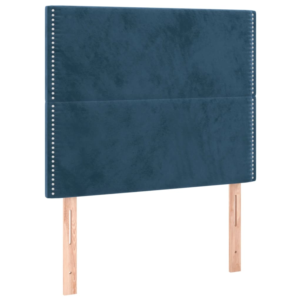2 db sötétkék bársony fejtámla 80 x 5 x 78/88 cm (3116226)