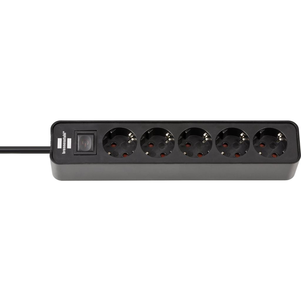 Brennenstuhl 1153250000 Elosztó kapcsolóval 5 részes Fekete Védőérintkezős 1,5m (b1153250000)