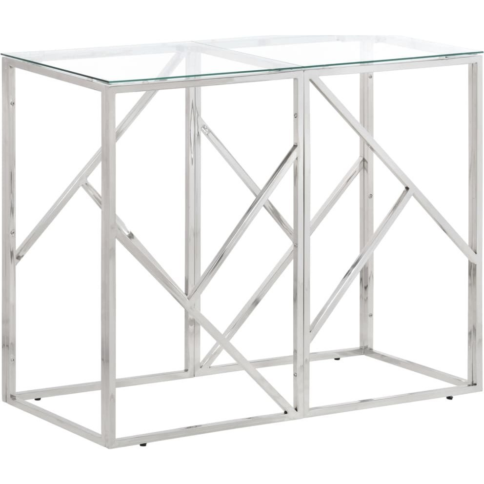 ezüstszínű rozsdamentes acél és edzett üveg tálalóasztal (349985)