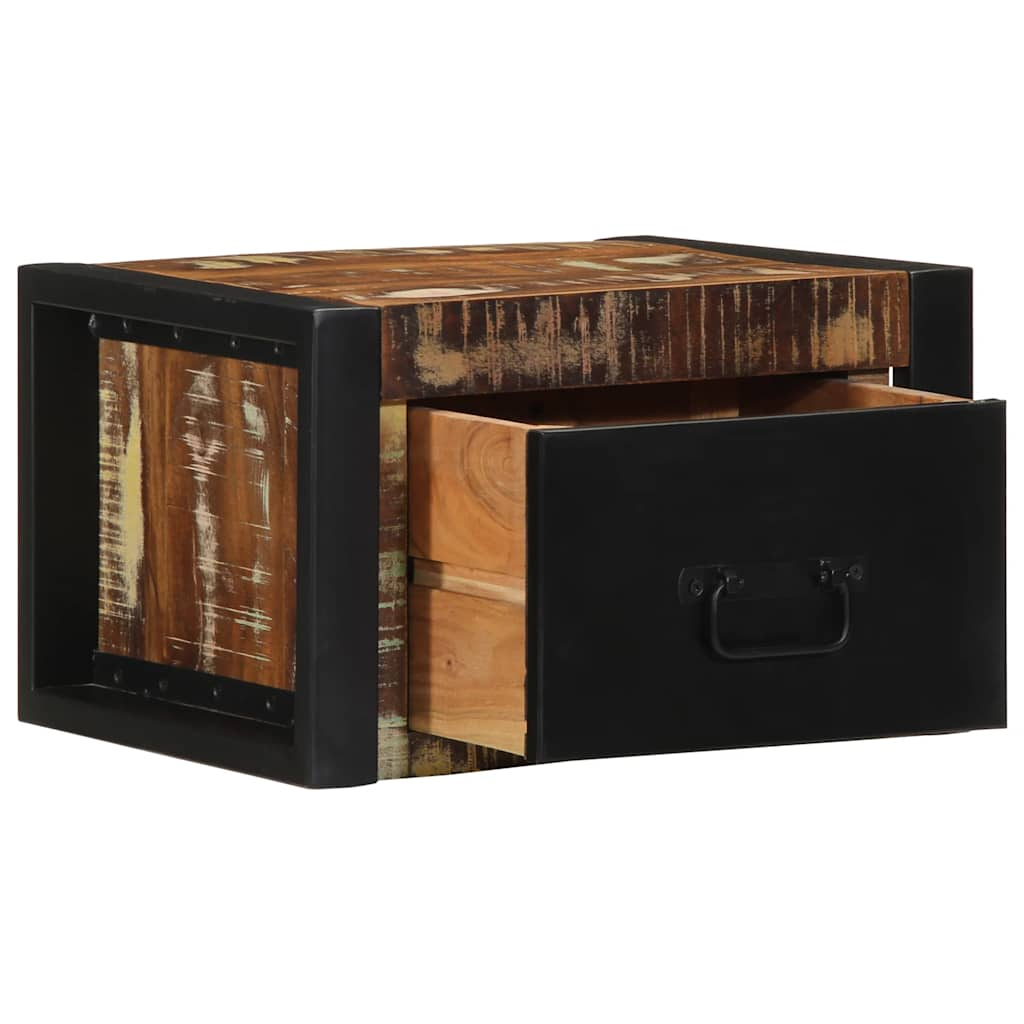 többszínű tömör újrahasznosított fa éjjeliszekrény 40x35x25 cm (4015946)