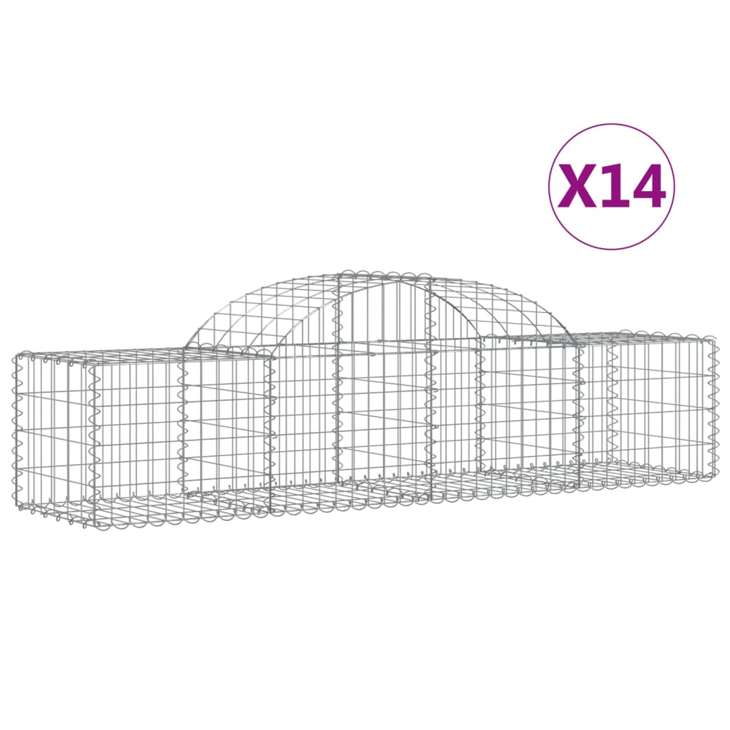 14 db íves horganyzott vas gabion kosár 200x50x40/60 cm (3146269)