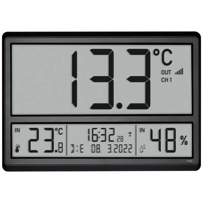 TFA Dostmann (60.4523.01) Rádiójel vezérlésű Falióra 360 mm x 235 mm x 28 mm Fekete Nagy kijelző (60.4523.01)