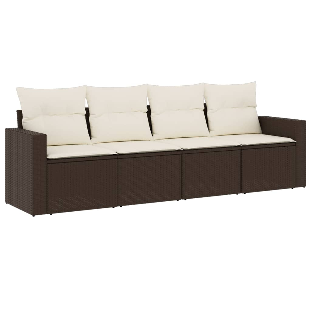 4 részes barna polyrattan kerti ülőgarnitúra párnákkal (3218673)