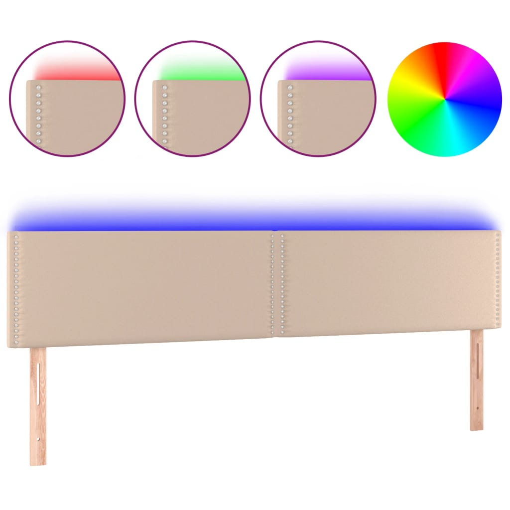 cappuccino színű műbőr LED-es fejtámla 180 x 5 x 78/88 cm (3121579)