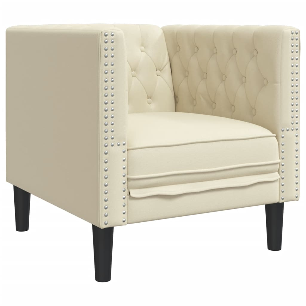 krémszínű műbőr Chesterfield kanapéfotel (372653)