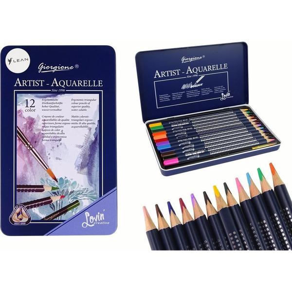 12 db Akvarell Ceruza Fém Tartály Készlet 16116