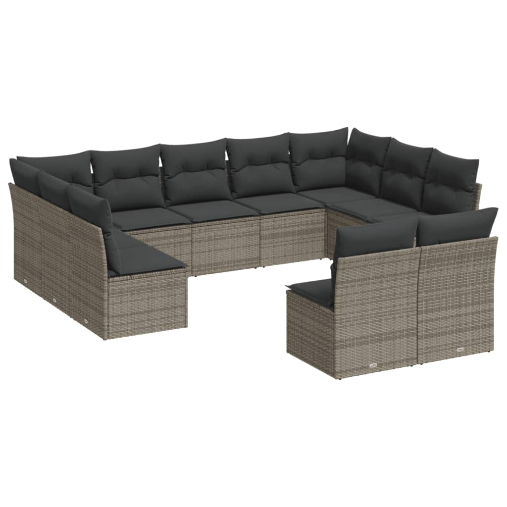 11 részes szürke polyrattan kerti ülőgarnitúra párnákkal (3218350)
