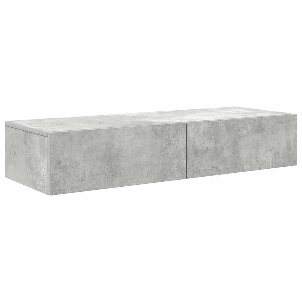 Falipolc fiókokkal betonszürke 100x36x19 cm műszaki fa (859989)