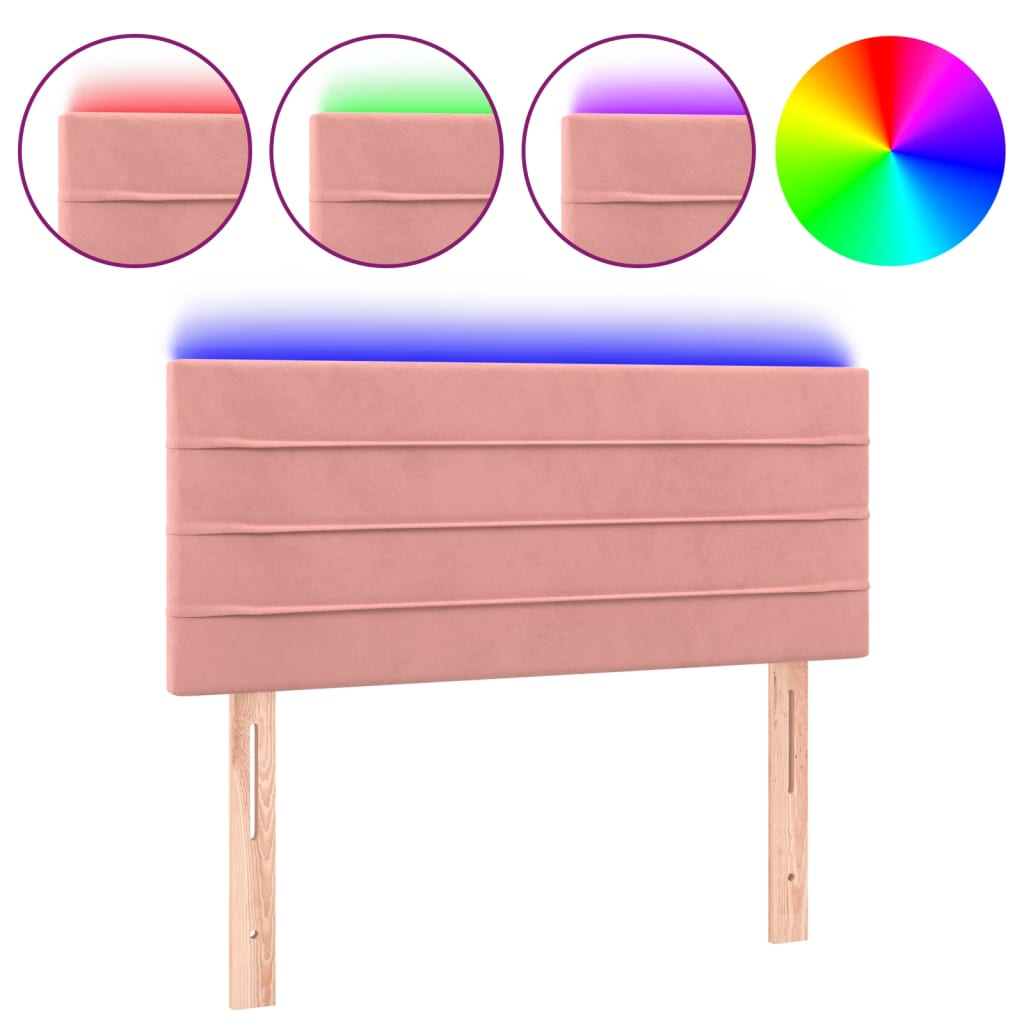 rózsaszín bársony LED-es fejtámla 80 x 5 x 78/88 cm (3121787)