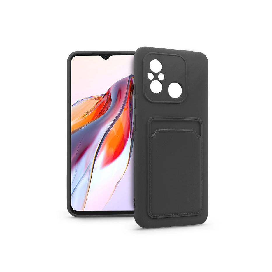 Xiaomi Redmi 12C szilikon hátlap kártyatartóval - Card Case - fekete (PT-6789)