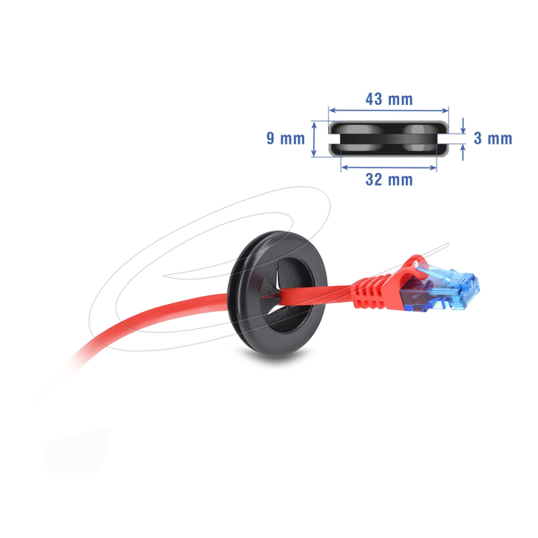 DELOCK Gummi Kabeldurchführung rund 38 mm Durchm. Schwarz