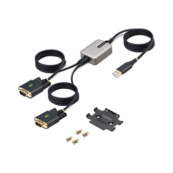 StarTech.com 2P6FFC-USB-SERIAL tussenstuk voor kabels USB-A 2 x DB-9 RS-232 Zwart, Grijs