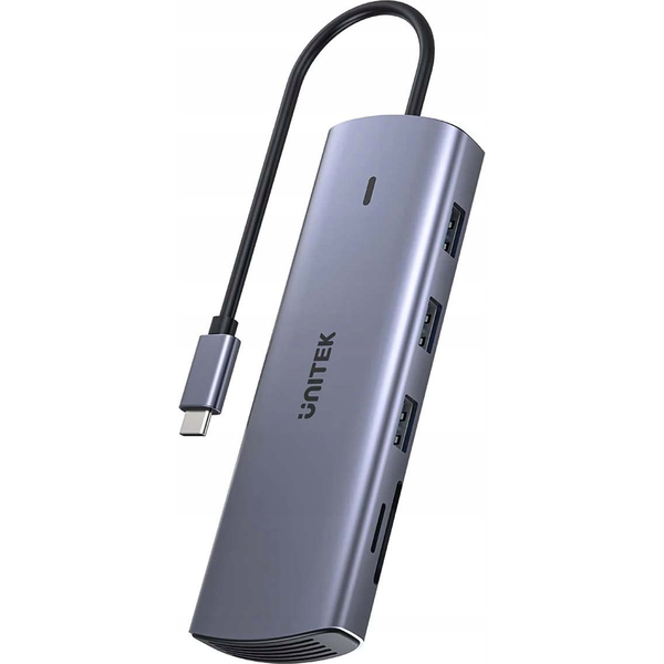 HUB USB Unitek 9in1 USB C Gigabit Ethernet HDMI VGA 3x USB A card reader PD 100W
