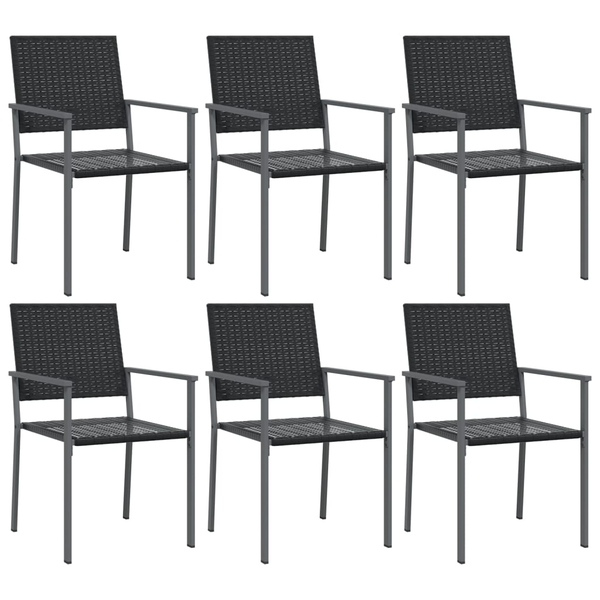 6 db fekete polyrattan kerti szék párnával 54x62,5x89 cm