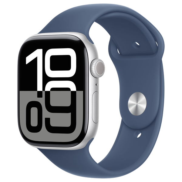 Apple Watch Series 10 46 мм Cellular Aluminium Silver/Blue Sport каишка