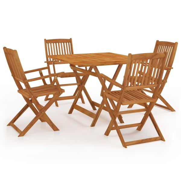Set mobilier grădină, pliabil, 5 piese, lemn masiv acacia