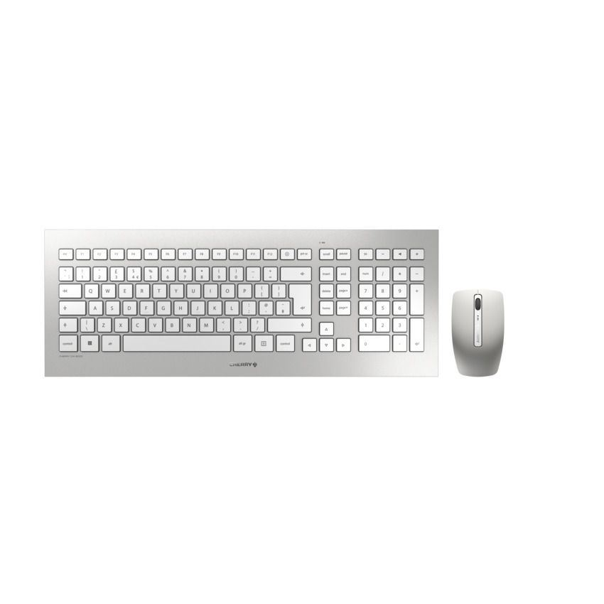 CHERRY DW 8000 billentyűzet Egér mellékelve Vezeték nélküli RF Francia Ezüst, Fehér (JD-0310FR)