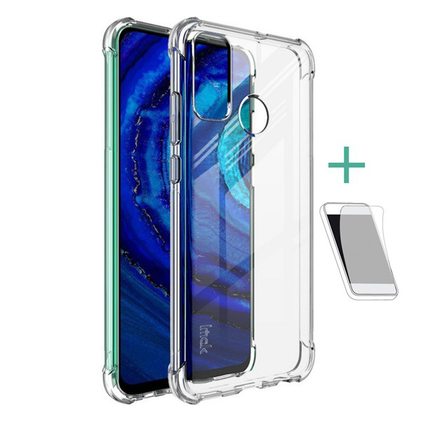 IMAK szilikon telefonvédő (közepesen ütésálló, légpárnás sarok + képernyővédő fólia) ÁTLÁTSZÓ [Huawei P Smart (2020)] (5996457990269)