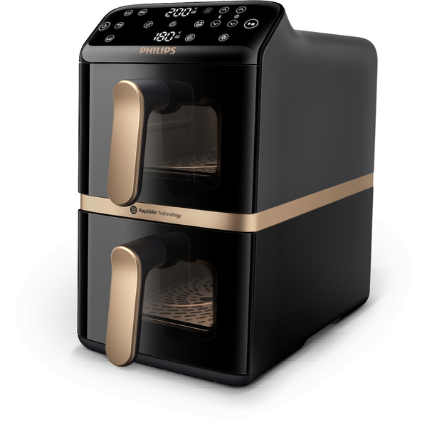 Philips 4000 series Dual Stack Airfryer Vertical Basket 10L Dobbelt Enkeltstående 2750 W Varmluftsteger Sort