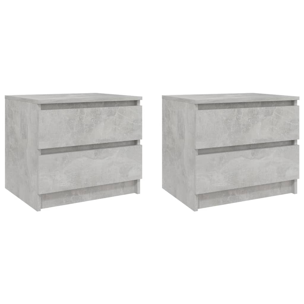 2 db betonszürke forgácslap éjjeliszekrény 50 x 39 x 43,5 cm (806202)