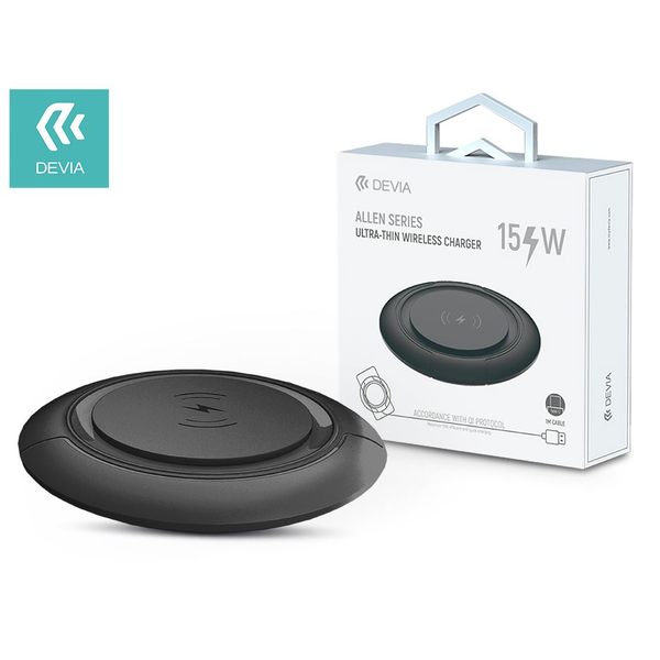 Devia Allen Series V3 vezeték nélküli töltő 15W fekete (ST345760)