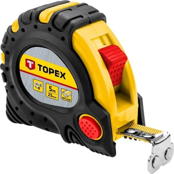 Topex Mérőszalag 5m hosszú 25mm széles mágneses szalag  27C345 (111744)