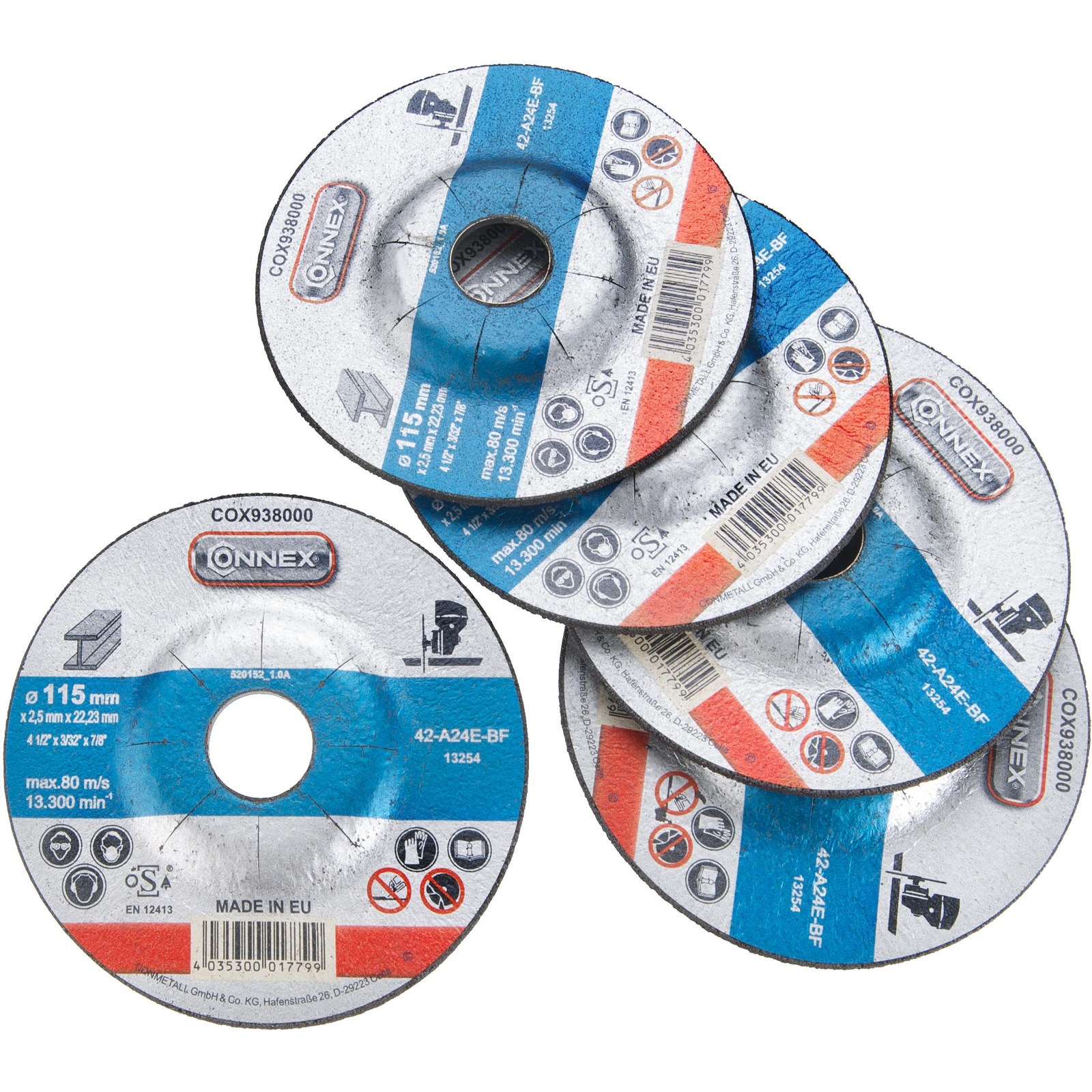 CONNEX vágókorongkészlet fém 115 mm, 5 db, vastagság 2,5 mm (COX938005)