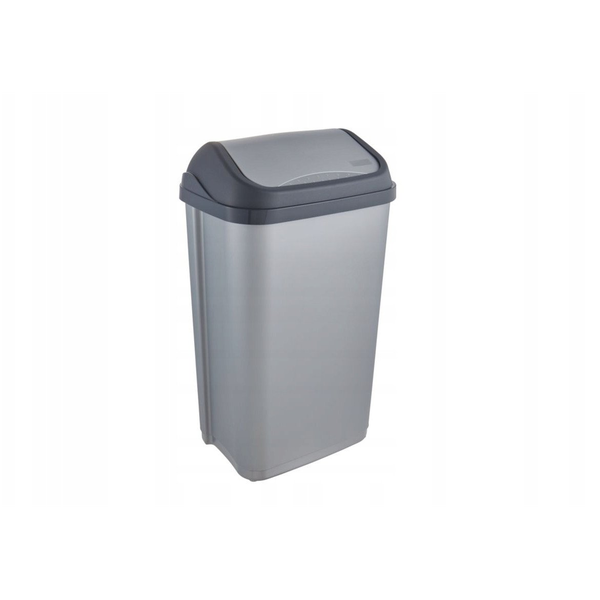 Waste bin with swivel lid 50L Swantje 38.5x29x66cm light silver