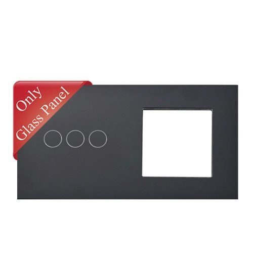 SMARTZILLA üveglap 3 csatornás kapcsolóhoz + 1 dugalj keret fekete (2035311) (smart2035311)