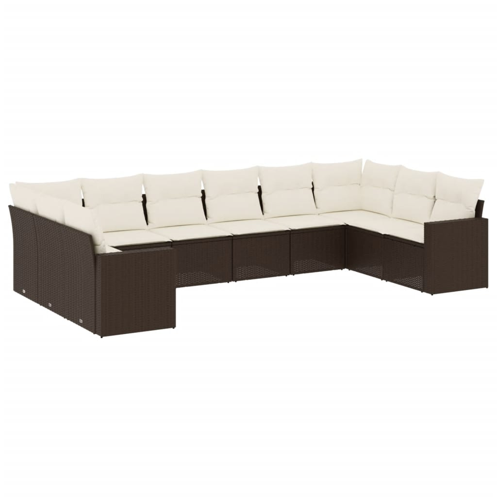 10 részes barna polyrattan kerti ülőgarnitúra párnákkal (3251810)