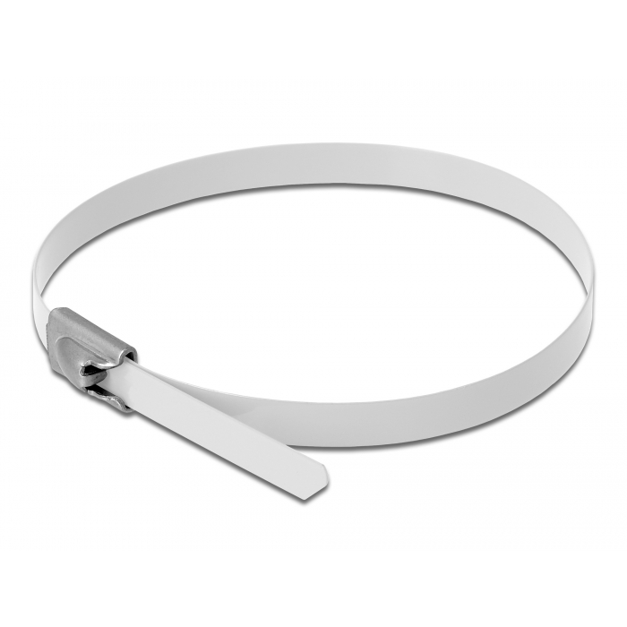 Delock Rozsdamentes Acél Kábelkötegek Hossza 300 x Szélesség 4,6 mm fehér 10 db. (18818)