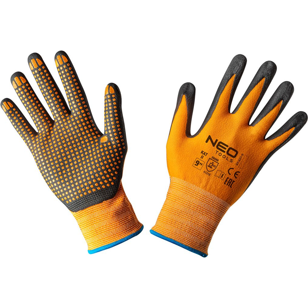 NEO 97-621-9 Munkakesztyű, Nylon, Csúszásgátló Pöttyökkel, 4131X, 9