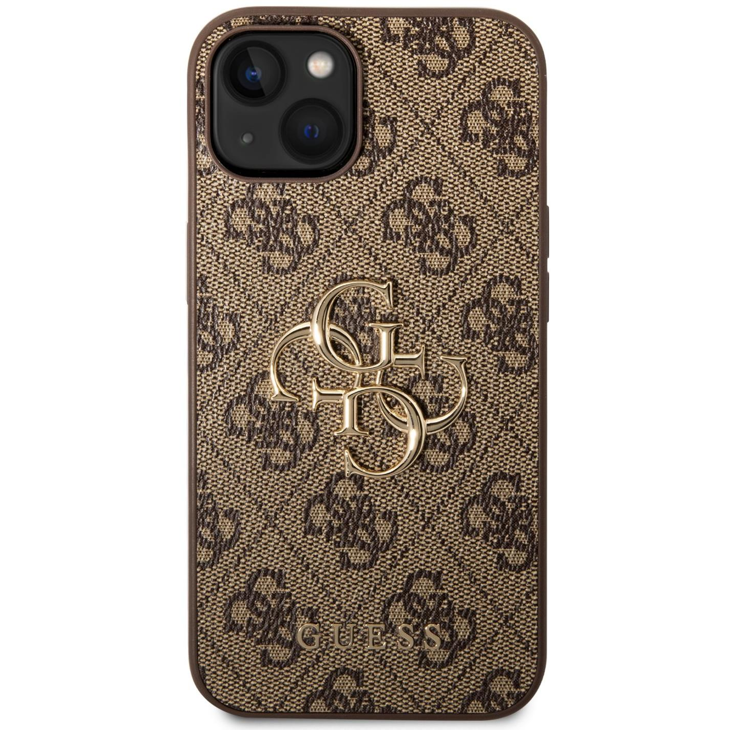 Guess PU 4G Metal Logo iPhone 15 barna tok (GUHCP15S4GMGBR)