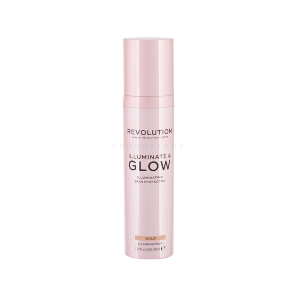 Makeup Revolution, Glow & lluminate arany folyékony highlighter, 40 ml