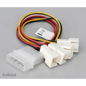 Akasa 4pin Molex -> 4x 3pin ventilátor kábel 15cm (AK-CB001)