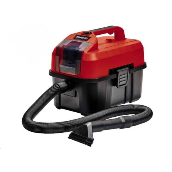 Прахосмукачка за мокро/сухо почистване Einhell TE-VC 18/10 Li-Solo, 18V, Технология PXC, Капацитет 10 л, Всмукателна мощност 90 mbar, Дължина на маркуча 2 м, Дюза 2в1 за тесни пространства/четка, Накрайник 2в1 за тапицерия/универсален, Без батерия/зарядно