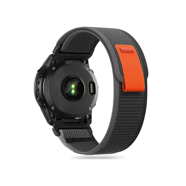 Curea material textil Tech-Protect Nylon compatibila cu Garmin Fenix 5/6/6 Pro/7 Black/Orange