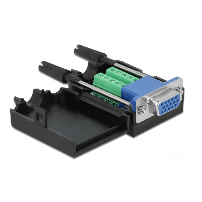 Delock VGA 15 tűs adapter anya - 10 tűs kapocstest házzal (66259) (66259)