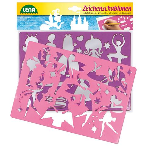 Simm Spielwaren Stencils Princess & Elves Többszínű Műanyag Művészi sablon (L65766)