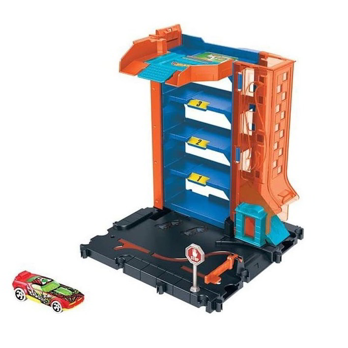 Mattel Hot Wheels City Rally: Parkolóház 1 darab kisautóval (HDR24/HDR28)