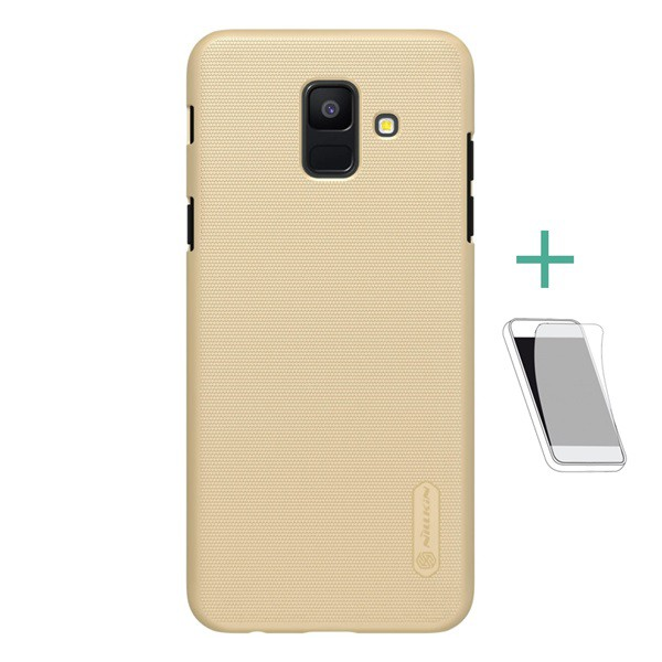 NILLKIN SUPER FROSTED műanyag telefonvédő (gumírozott, érdes felület + képernyővédő fólia) ARANY [Samsung Galaxy A6 (2018) SM-A600F] (5996457768684)
