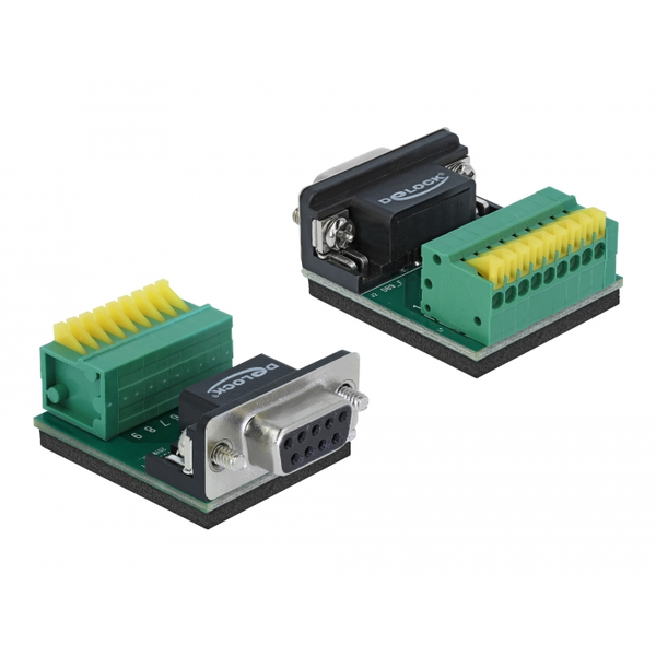 DELOCK Terminalblock mit Drucktaster zu D-Sub 9 Pin Buchse