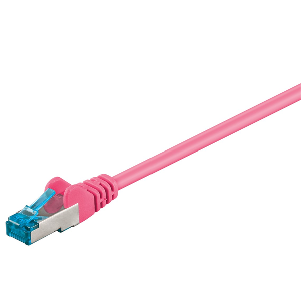 Kabel síťový nehořlavý LAN Patch Cord CAT 6A S/FTP růžový 0,25m