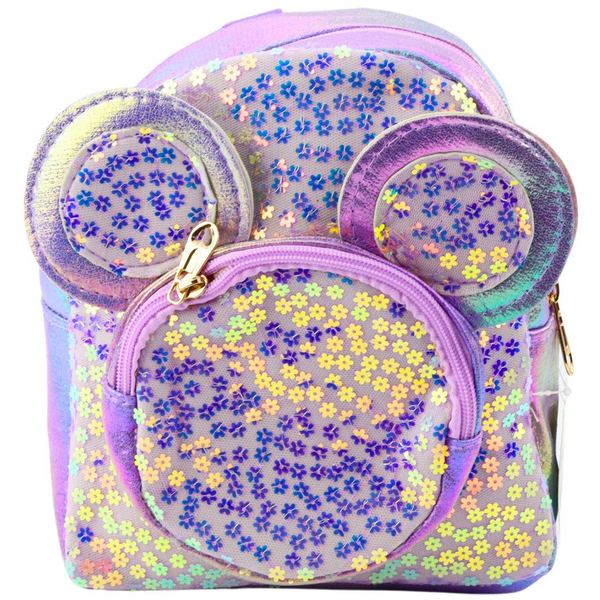 Gyermek Hátizsák Flitteres Egérfüllel Lila 22 cm 3 L