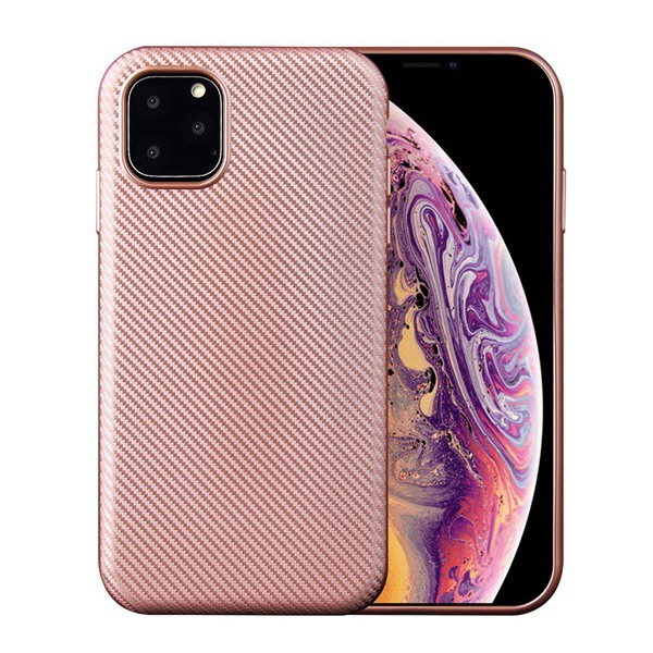 Szilikon telefonvédő (karbon minta) ROZÉARANY [Apple iPhone 11 Pro] (5996457903290)