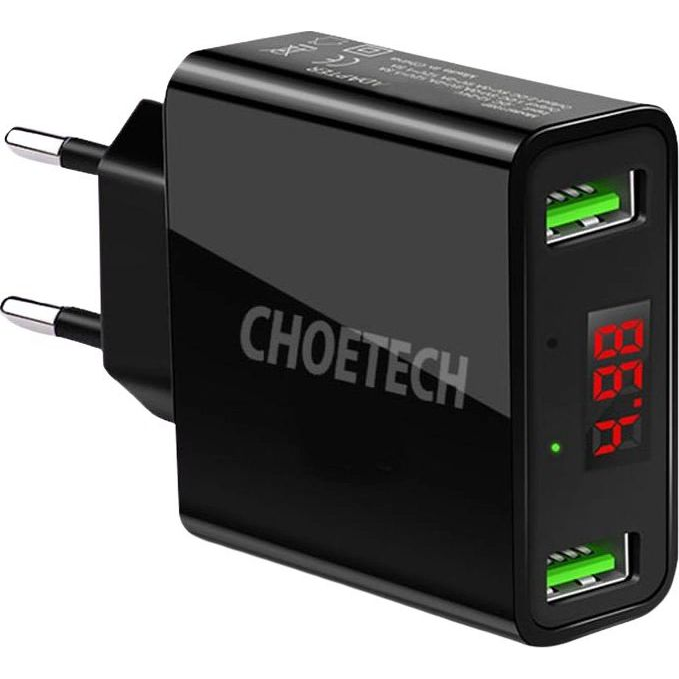 Choetech C0028 2 x USB-A Hálózati Töltő Adapter 12W - Fekete (C0028 BLACK)