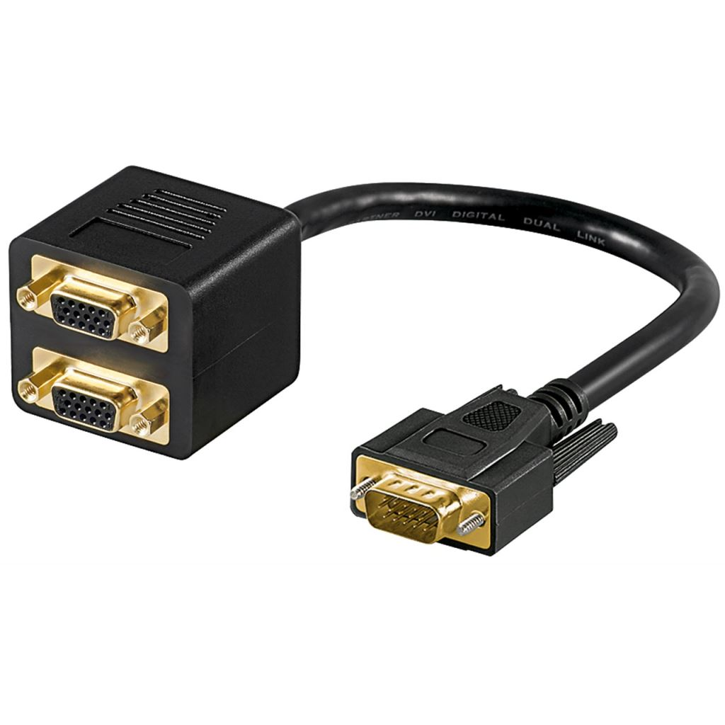 Goobay VGA (15-pin) > 2 VGA (15-pin) M/F adapter fekete (93263) (go93263)