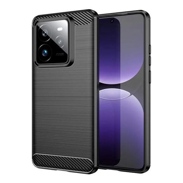 Szilikon telefonvédő (ütésállóság, légpárnás sarok, szálcsiszolt, karbon minta) FEKETE Realme GT 7 Pro 5G "Gigapack csomagolás" (GP-168062)